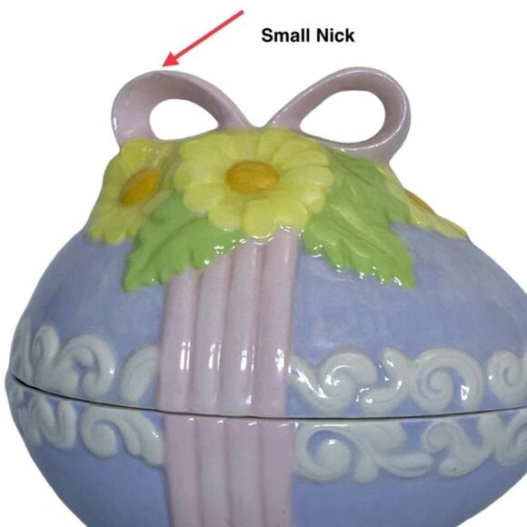 Vintage Hand Painted Easter Egg Candy Dish Trinket Dish Jar Functional Art 1981 - Picture 12 of 16